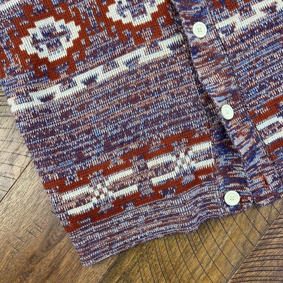 VINTAGE  L nordic aztec knit wool cardigan - Picture 4 of 6